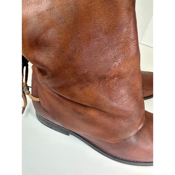 Free People Distressed Wayland Brown Leather Bead Stud Lace-Up Boho Bootie 37 6 - Picture 11 of 16